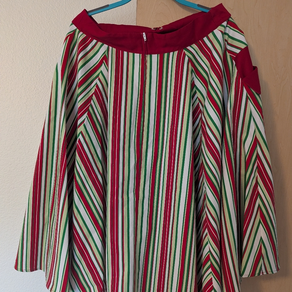 Striped Red and Green Women's Skirt - Picture 3 of 7